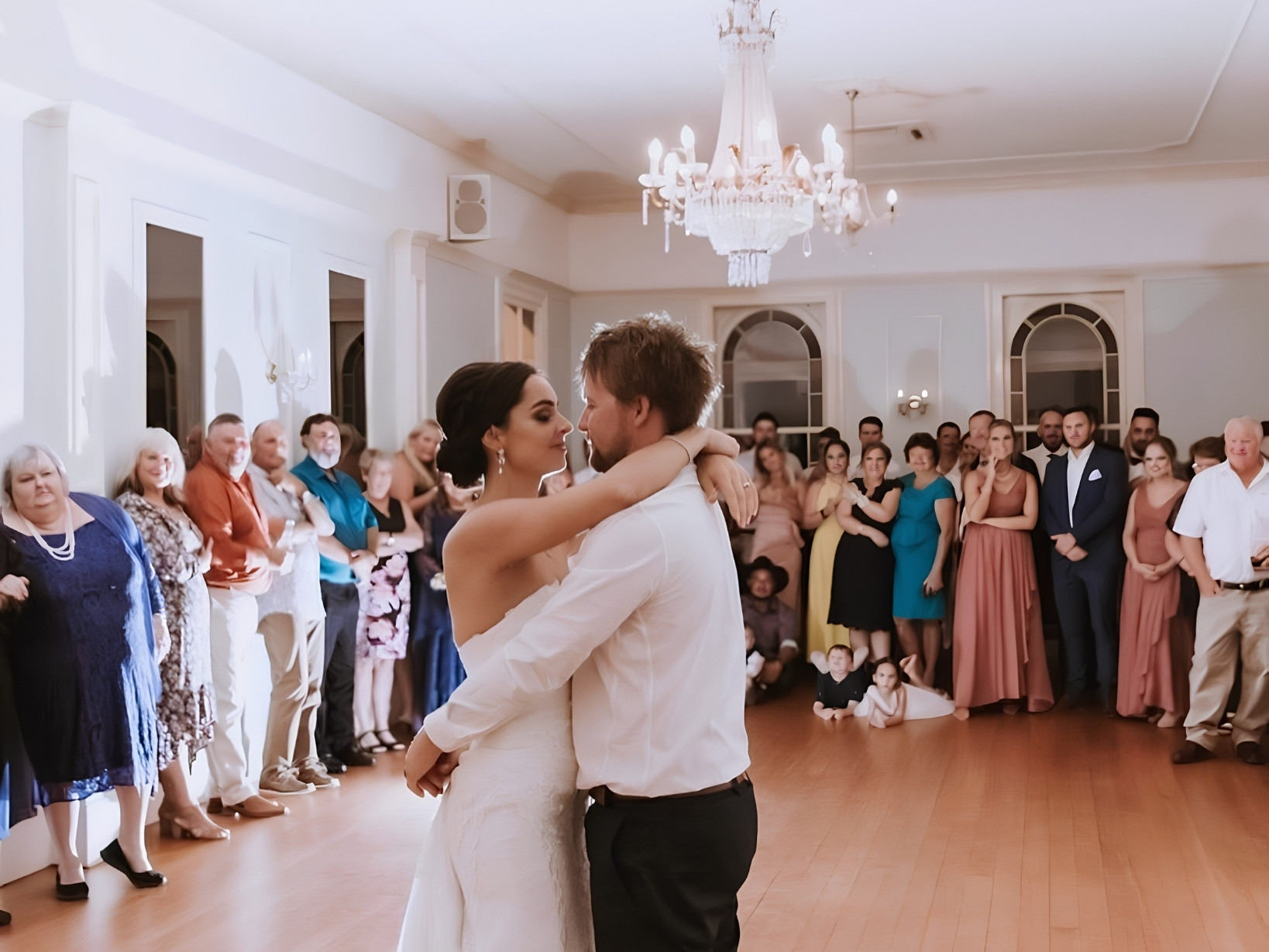 A couple sharing their first dance